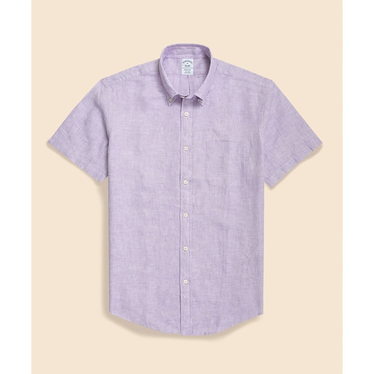 BROOKS BROTHERS アイリッシュリネン半袖シャツ XL アイリッシュリネン ソリッド スポーツシャツ Regular Fit