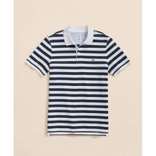 スーピマコットンストレッチピケ　GFロゴ　マリナーストライプ　ポロシャツ　Slim Fit