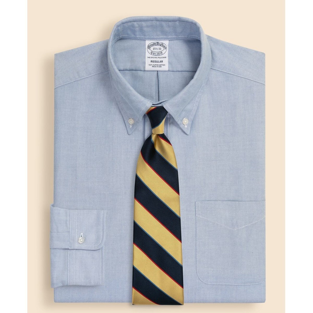 コットン/リネン ソリッド ドレスシャツ Regular Fit | ブルックス