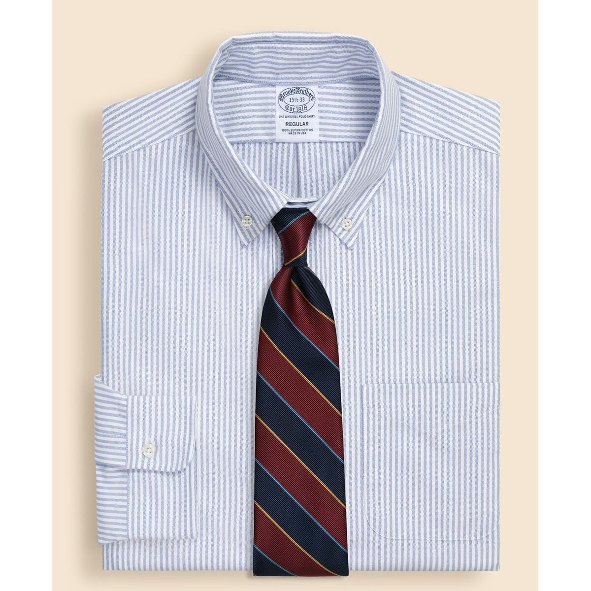 コットン/リネン ソリッド ドレスシャツ Regular Fit | ブルックス