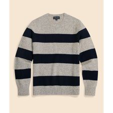 ウール　ストライプ　クルーネックセーター