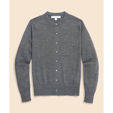 メリノウール　クルーネックカーディガン