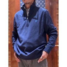 コットン　フレンチリブ　GFロゴ　ハーフジップ　モックネックプルオーバー