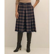 ポリエステルブレンド　タータンチェック　キュロットパンツ