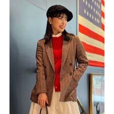 ウールブレンド　ガンクラブチェック　ダブル４ボタン　ピークトラペルジャケット セレモニー