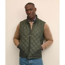 ポリエステル　モックネック　キルティングベスト