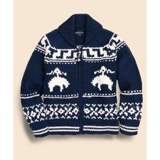 ウール　GFロゴ　フルジップ　カウチンセーター