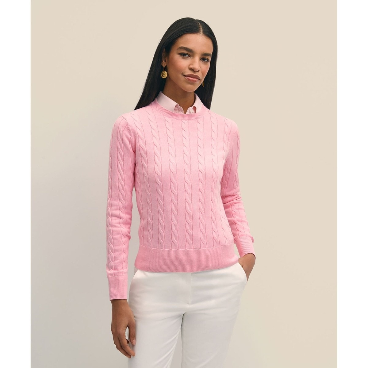 スーピマコットン ケーブル クルーネックセーター | ブルックス