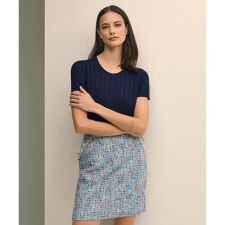 リネン　ケーブル　ショートスリーブセーター