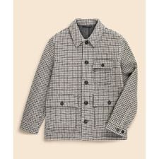 ウール／ポリエステル　ダブルフェイス　ガンクラブチェック　ウォーキングコート