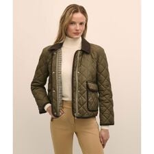 ナイロンタフタ　キルティング　フーデッドジャケット