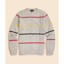 メリノウール　ドネガル　ストライプ　クルーネックセーター