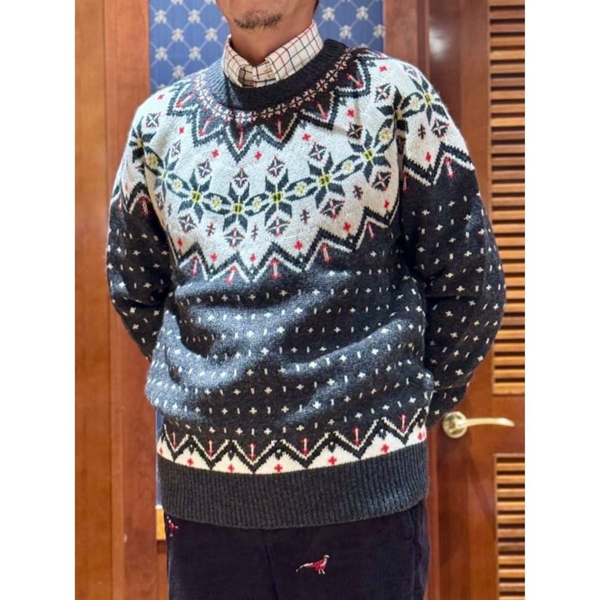 メリノウール ホースインターシャ クルーネックセーター | ブルックス