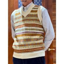 ウール　フェアアイル　Vネックベスト　Made in UK