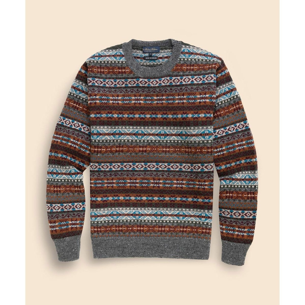 ブルックスブラザーズカシミア混フェアアイル柄Vネックコットンニットセーター(M)BROOKSBROTHERS コットン／リネン フェアアイル Vネックベスト Made in U.K | Brooks