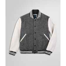 ウール/カウレザー バーシティジャケット