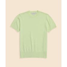 スーピマコットン　クルーネック　ショートスリーブセーター