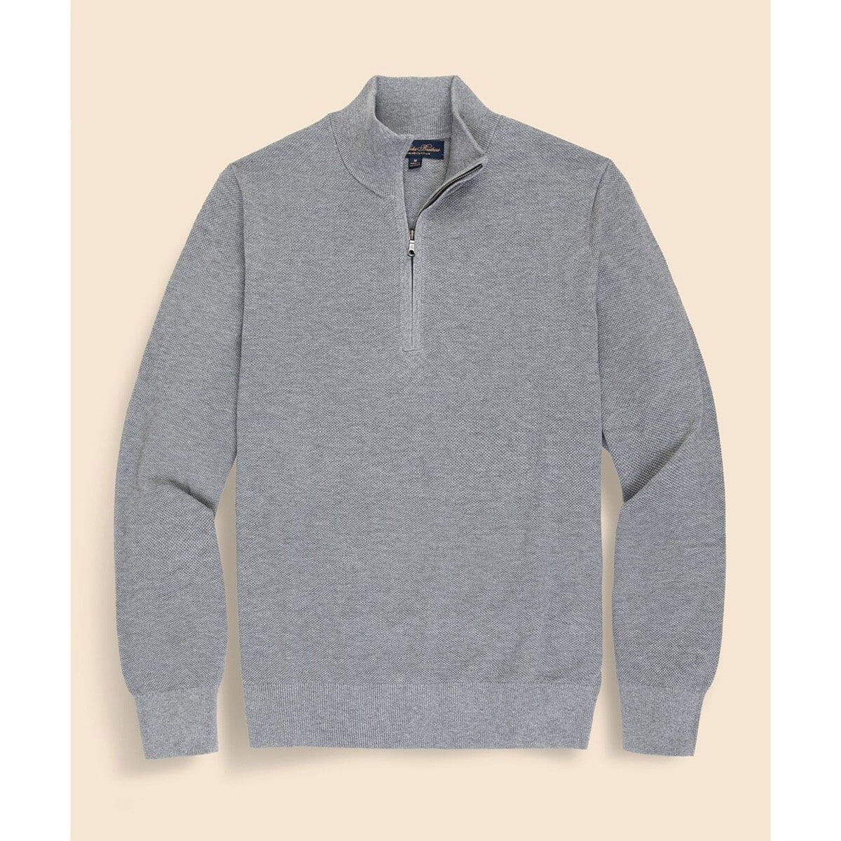 スーピマコットン　ピケ　ハーフジップ　モックネックプルオーバー