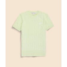 スーピマコットン　GFロゴ　ケーブル　ショートスリーブセーター