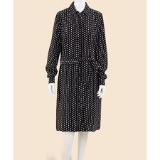 ビスコースクレープ　ドットプリント　ベルテッド　シャツワンピース