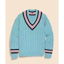 スーピマコットン　ケーブル　テニスセーター