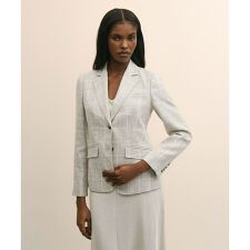 リネン／ウール　ウィンドウペイン　シングル２ボタンジャケット