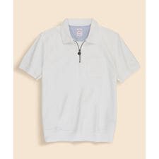 スウェードコットン　ハーフジップ　ポロシャツ