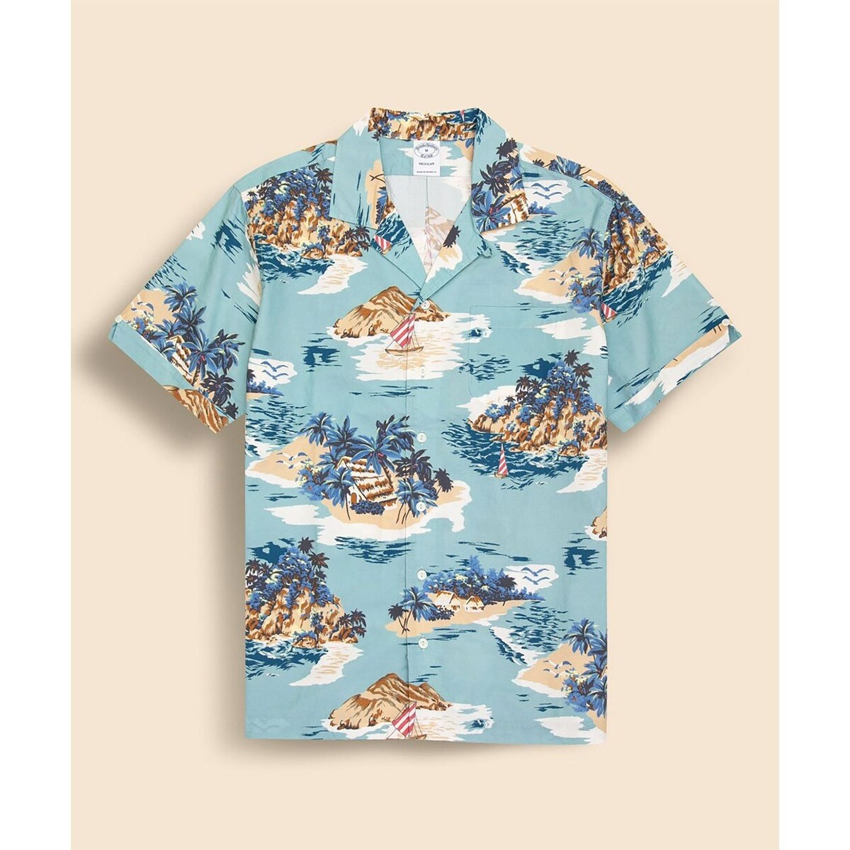 コットン アイランドプリント オープンカラーシャツ Regular Fit