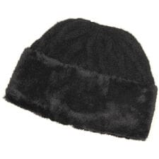 マンハッタンポーテージ　ファー付きケーブル編みニット帽子