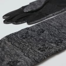 L019　綿麻レース刺繍五指 　UVアームカバー手袋　ロングサイズ