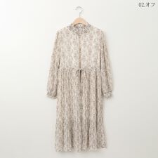 ダマスク柄プリーツワンピース[41416202]natural mist