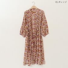 ピンタックポイントボタニカル柄ワンピース[41416204]natural mist