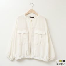 【洗濯機で洗える】タックポケットジップアップブルゾン[61214071]natural mist | ナチュラルミストクラス(naturalmist Class)
