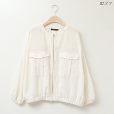 【洗濯機で洗える】タックポケットジップアップブルゾン[61214071]natural mist