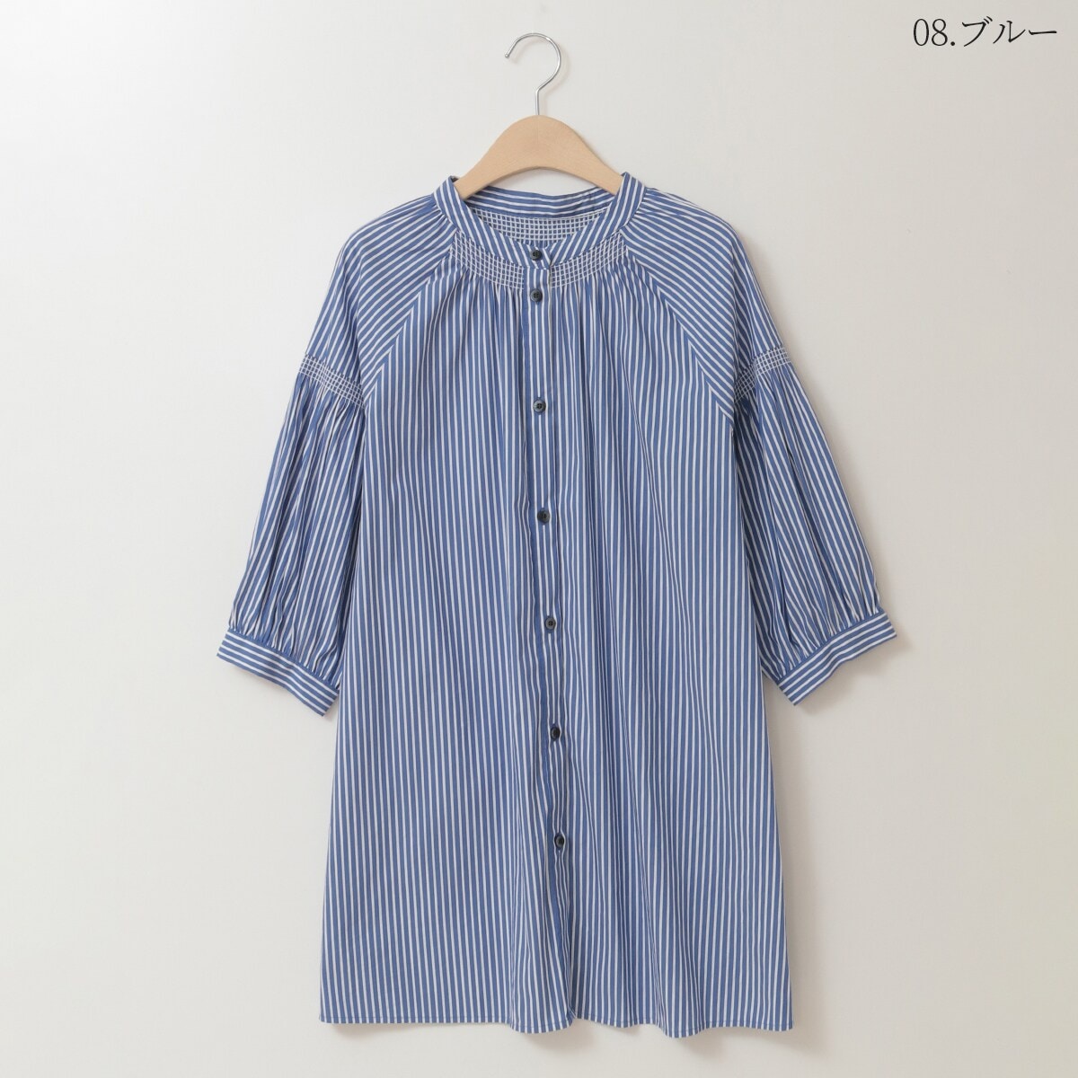【洗える/接触冷感/UVカット】ボリュームスリーブストライプブラウス[41713445] 洗える/接触冷感/UVカット】ボリュームスリーブストライプ