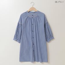 ナチュラルミストクラス(naturalmist Class)の【洗える/接触冷感/UVカット】ボリュームスリーブストライプブラウス[41713445]