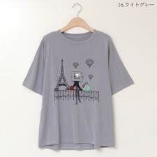 パリガールモチーフ刺繍デザインTシャツ[21711307]