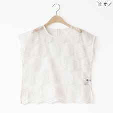 フラワー刺繍オーガンジーブラウス[30113056]