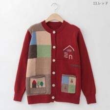 ナチュラルミストクラス(naturalmist Class)の配色ブロック家モチーフニットカーディガン[41412476]natural mist