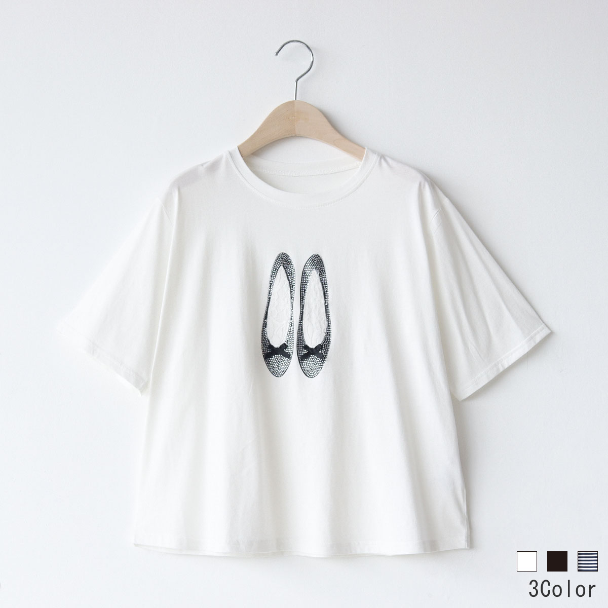 ラインストーンコラージュTシャツ(靴)[30151127] ラインストーンコラージュTシャツ(靴)[30151127](アンドノエル