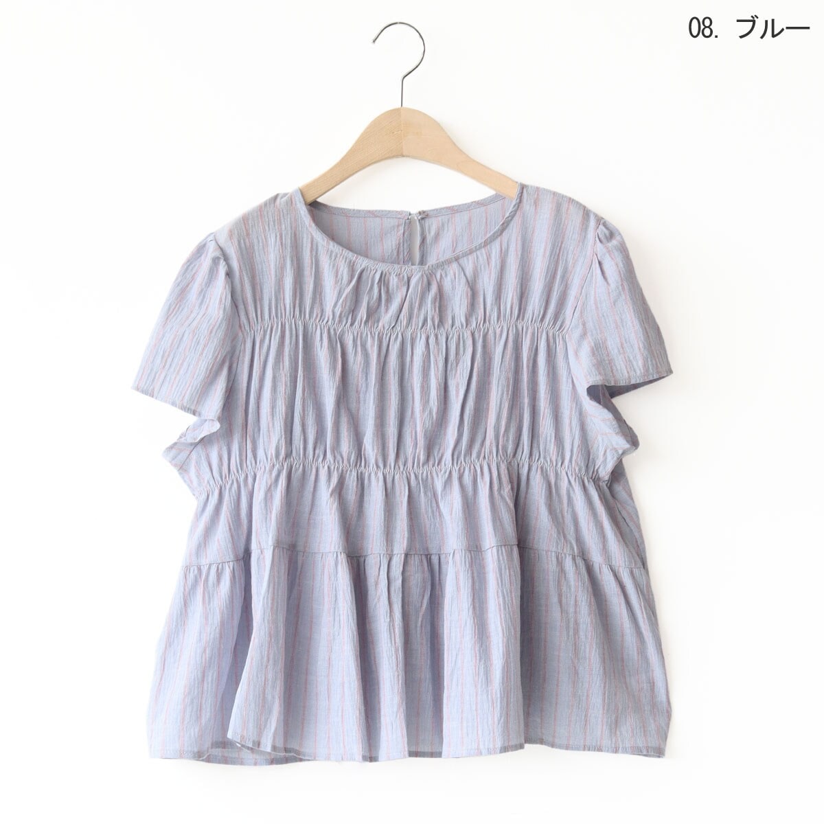 【接触冷感】パフスリーブブラウス[2151861]  natural mist class 接触冷感】パフスリーブブラウス[2151861] natural mist class