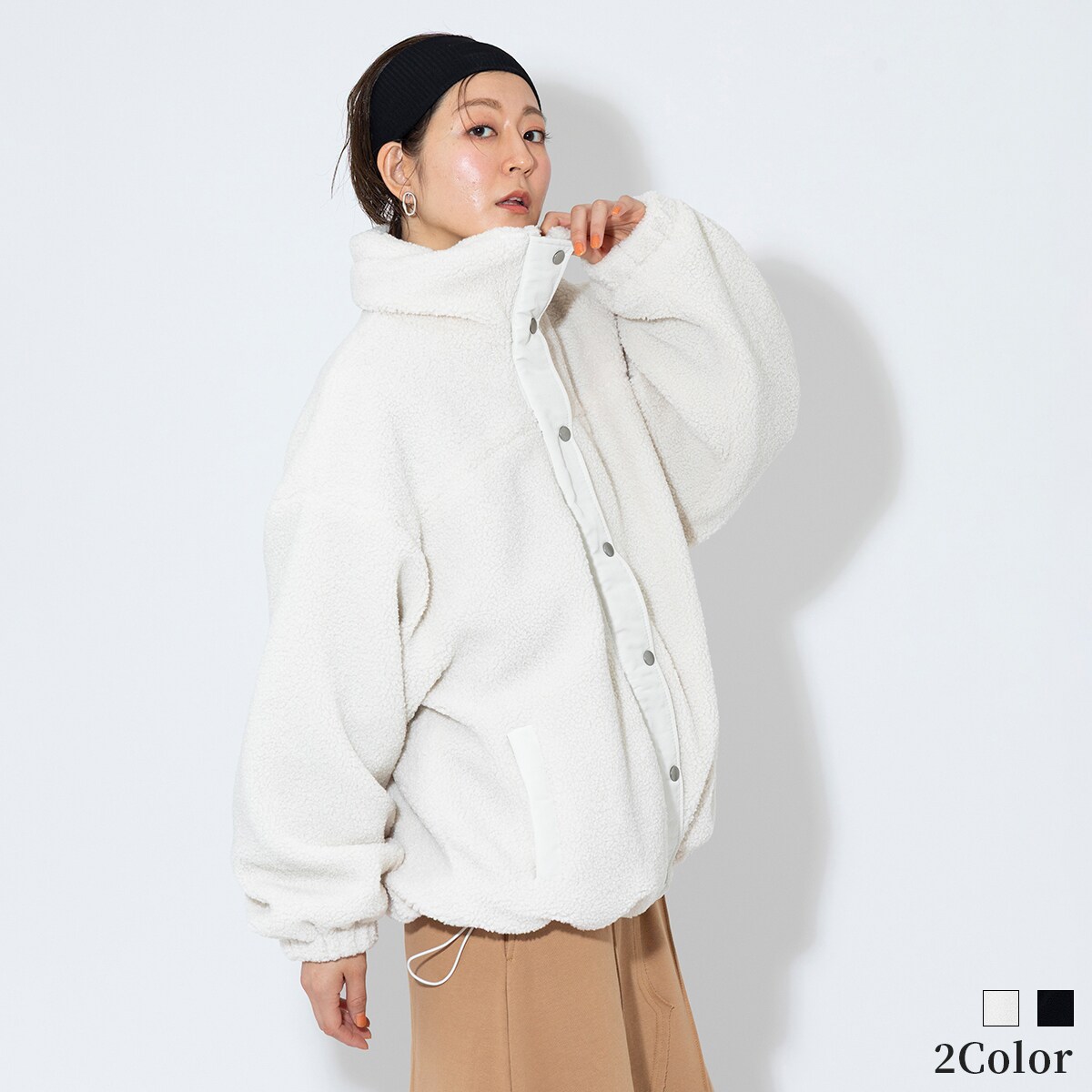 アンドノエル（And Noel）/スタンドカラー中綿入りボアジャケット[80644063]macaron スタンドカラー中綿入りボアジャケット[80644063]macaron | アンド