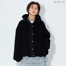 アンドノエル(And Noel)のスタンドカラー中綿入りボアジャケット[80644063]macaron