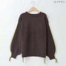 アンドノエル(And Noel)のフリンジアクセントデザインニットプルオーバー[99942078]macaron