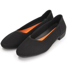 ケソウ(Kesou)のNEW【19.5～27.0cm】リブ編み　ラウンドスクエアトゥ・1.5cmヒールニットパンプス