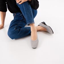 ケソウ(Kesou)の【19.5～27.0cm】チェック編み　ラウンドスクエアトゥ・4cmヒールニットパンプス