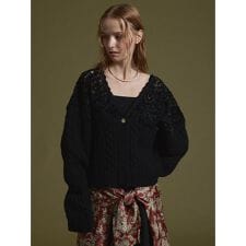 レースアランニットカーディガン