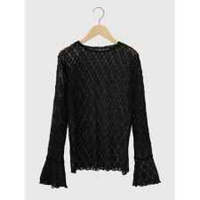 袖フレアレースニットシアーカットソー