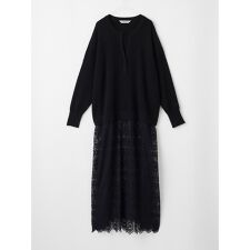 レーススカートドッキングニットワンピース