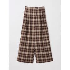 ドロップボタンチェックワイドパンツ